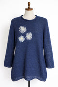 Handmade Mohair Sweater with Flowers – Lightweight Spiderweb Knit Tunic