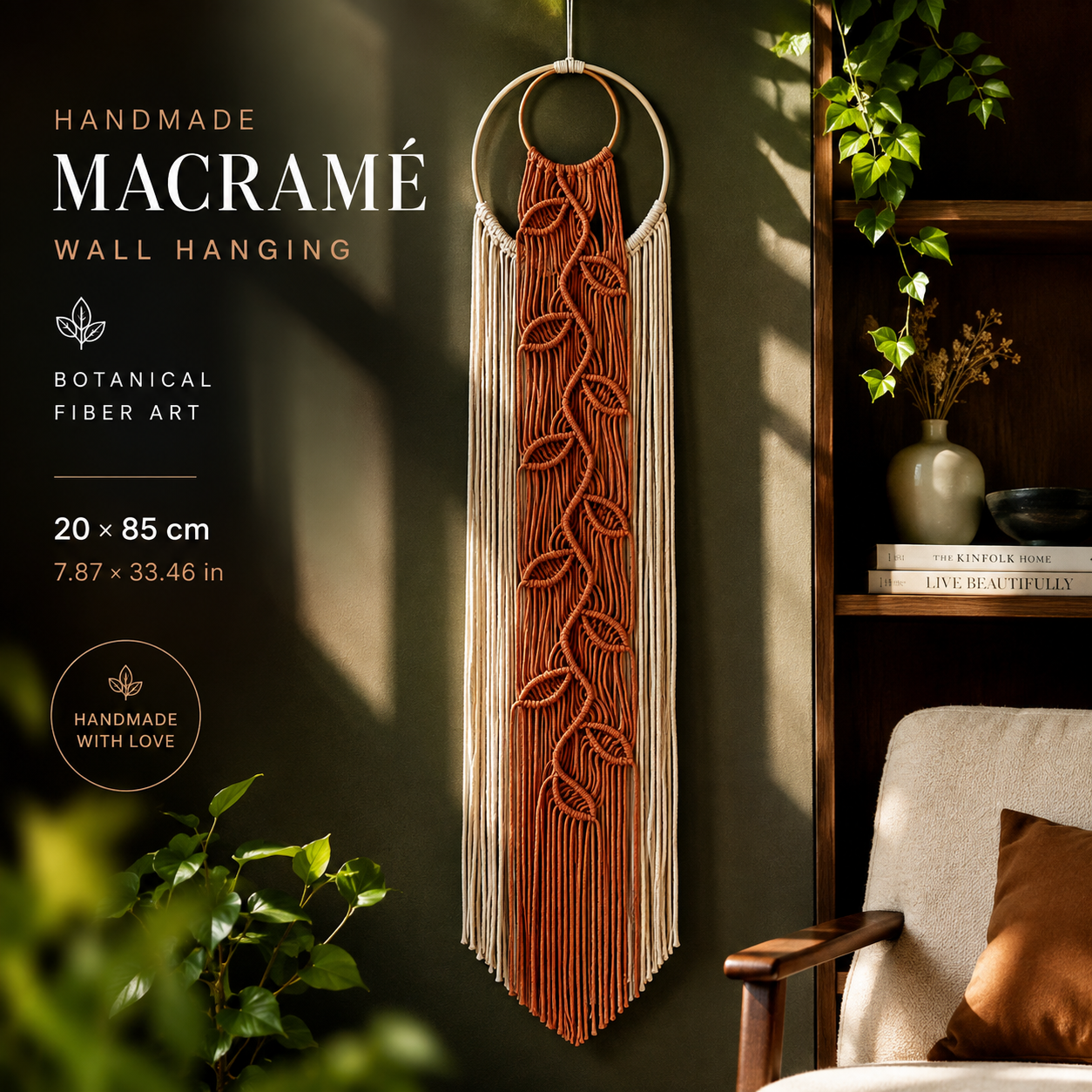 Handmade Macrame Wall Hanging – Botanical Boho Wall Decor