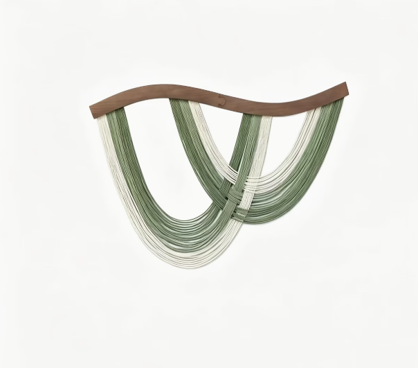 Handmade Nordic Fiber Wall Art – Wood & Wool Woven Wall Hanging