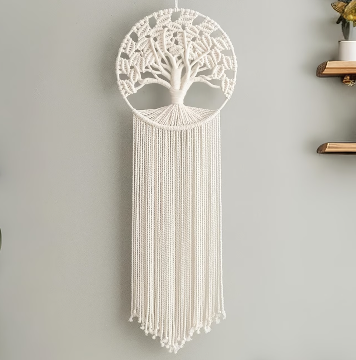 Tree of Life Macrame Wall Hanging – Handmade Boho Woven Wall Decor, Bedroom & Living Room Tapestry