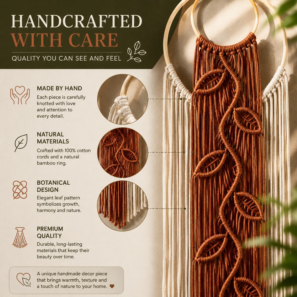 Handmade Macrame Wall Hanging – Botanical Boho Wall Decor