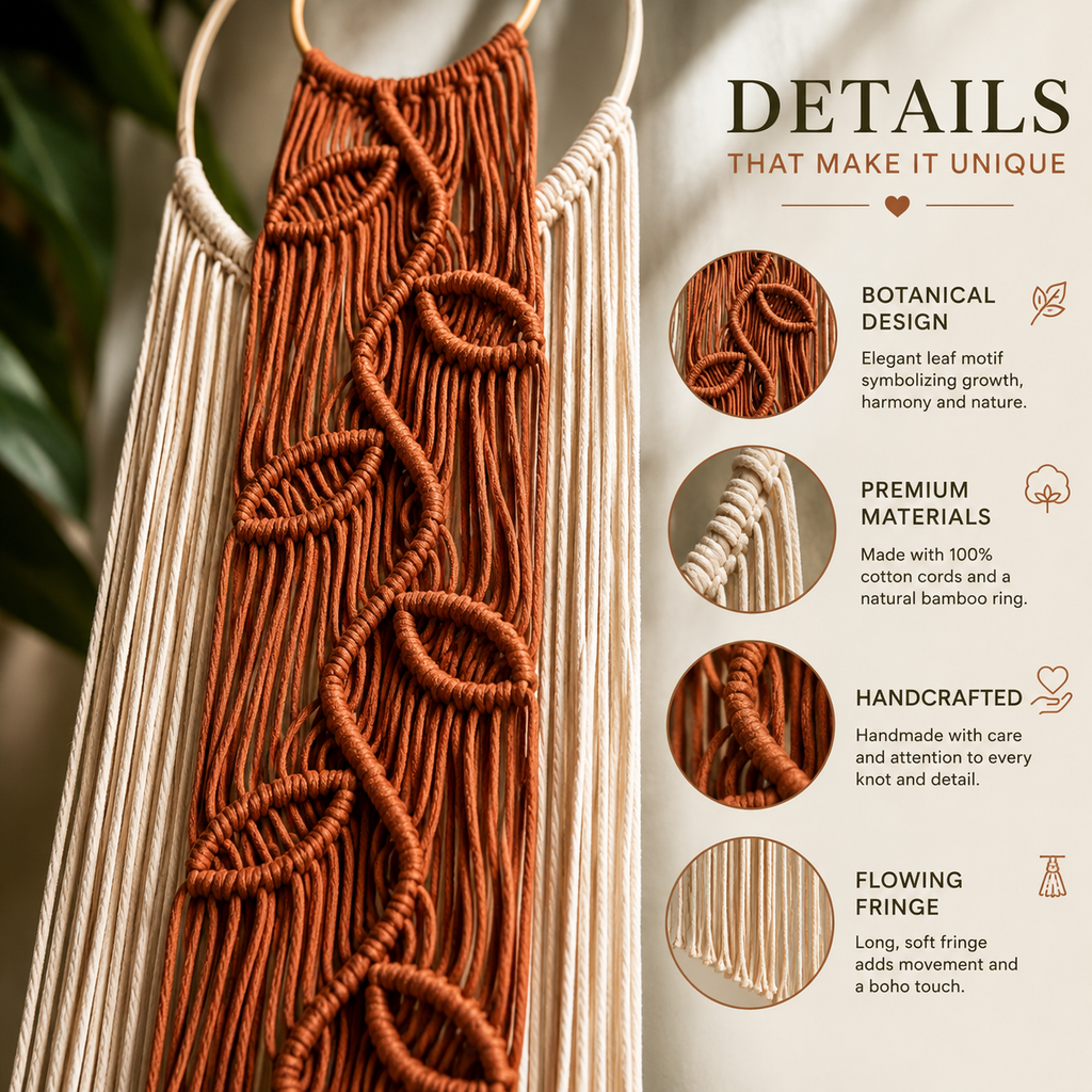 Handmade Macrame Wall Hanging – Botanical Boho Wall Decor