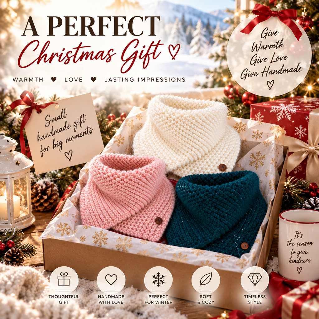 Handmade Mohair Neck Warmer for Women – Soft Knitted Cowl Scarf, Cozy Winter Scarf, Christmas Gift for Her